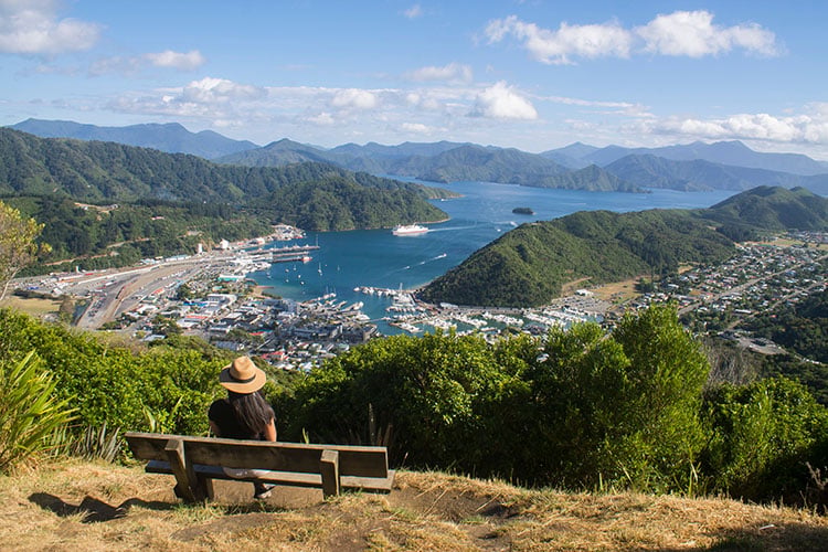 Elevated view across Picton and Queen Charlotte Sound